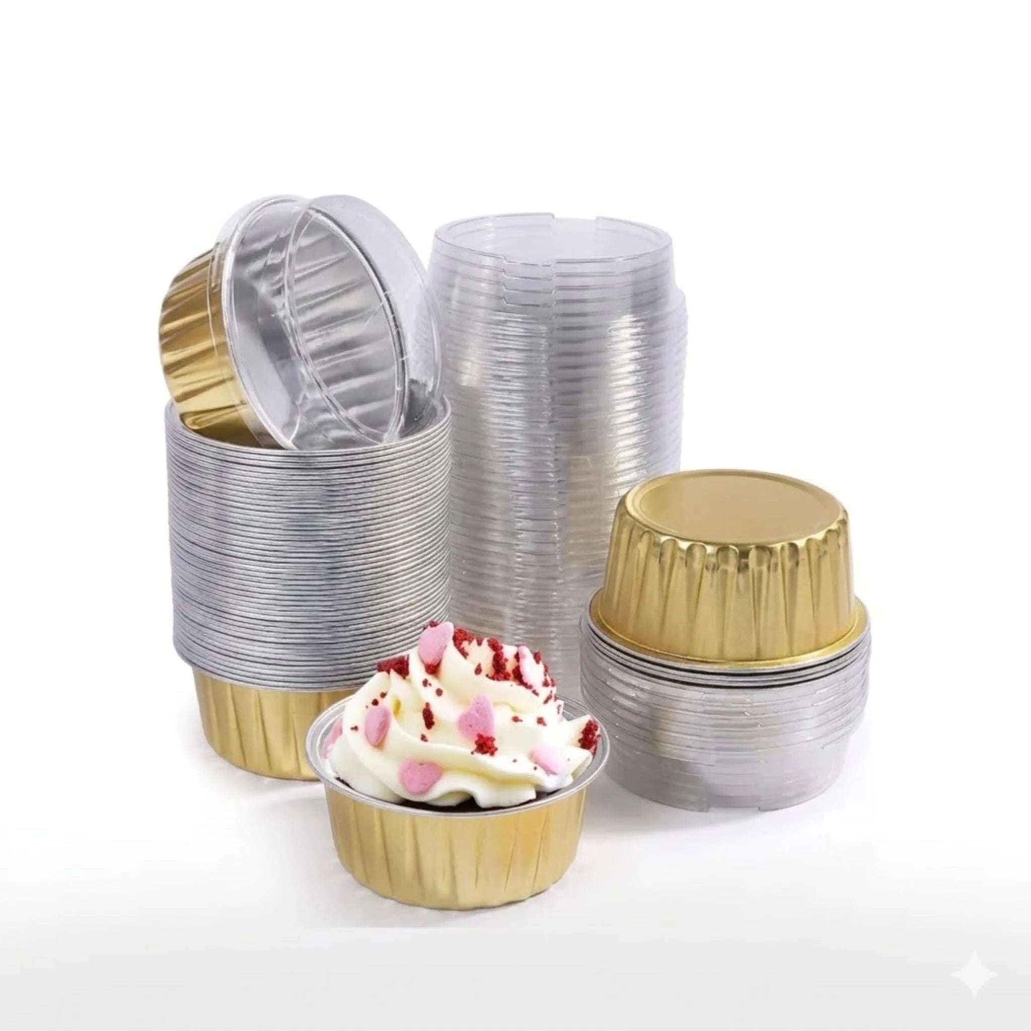 Round Cupcake Liners with Lids Pack of 10 | Disposable Baking & Dessert Cups