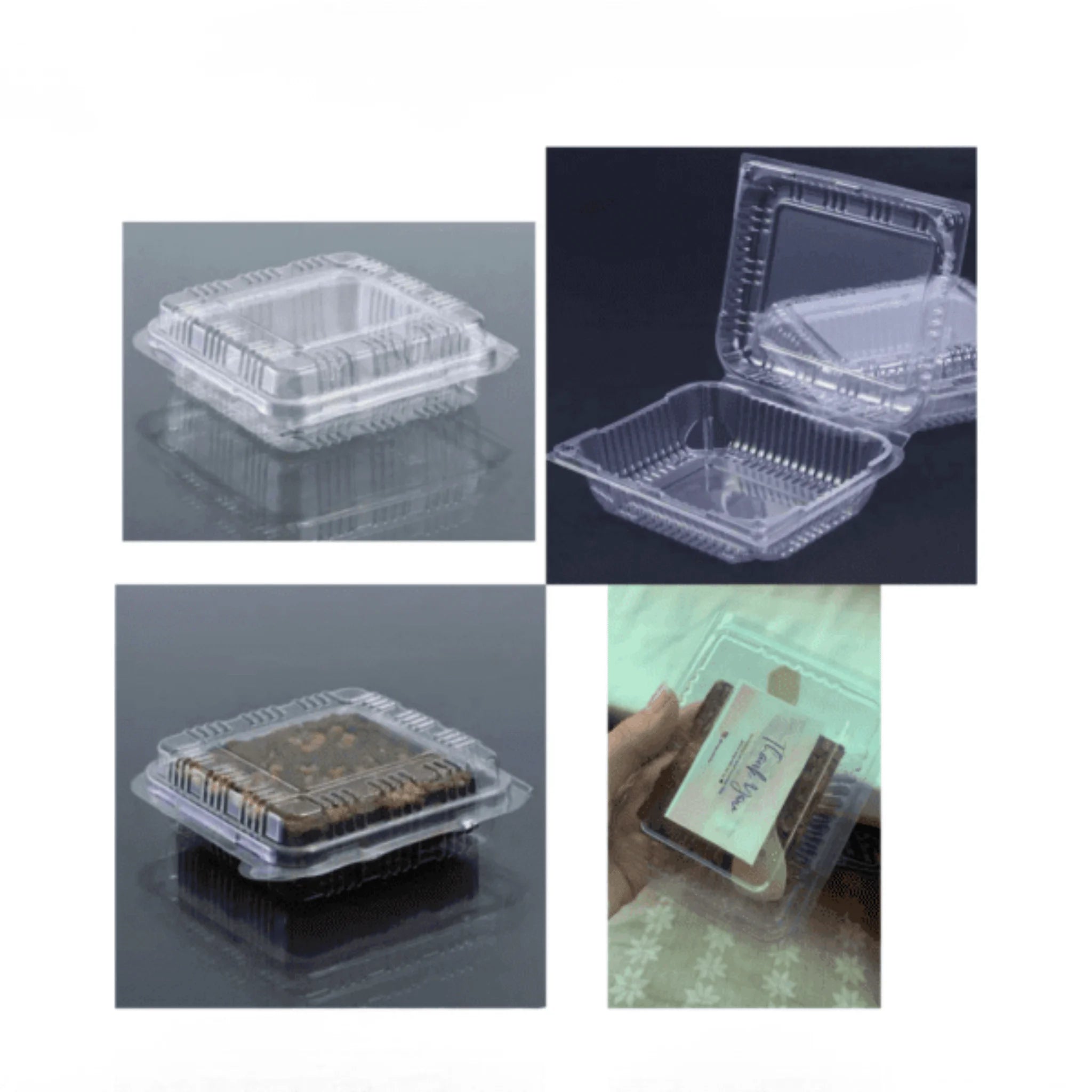 Transparent Disposable Brownie Box H-9 Pack of 10Pcs | Bakery Dessert Packaging Container