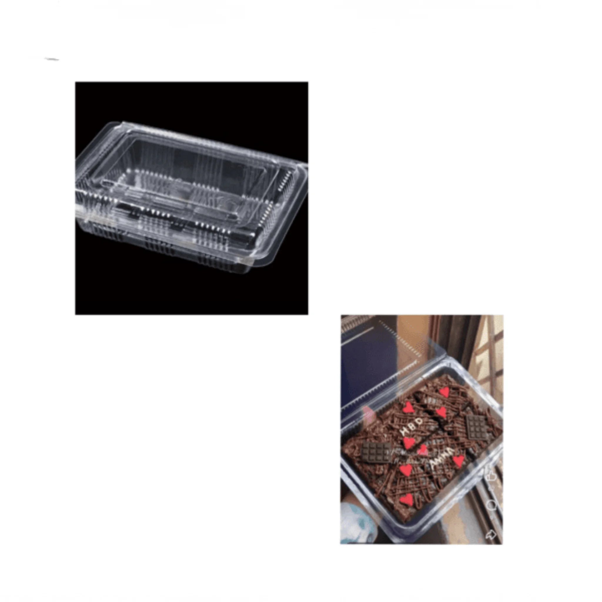 Transparent Disposable Brownie Box H-6 Pack of 10Pcs | Bakery Dessert Packaging Container