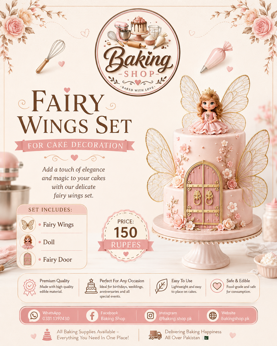 Black Enchanted Fairy Garden Topper Set | Baking Shop