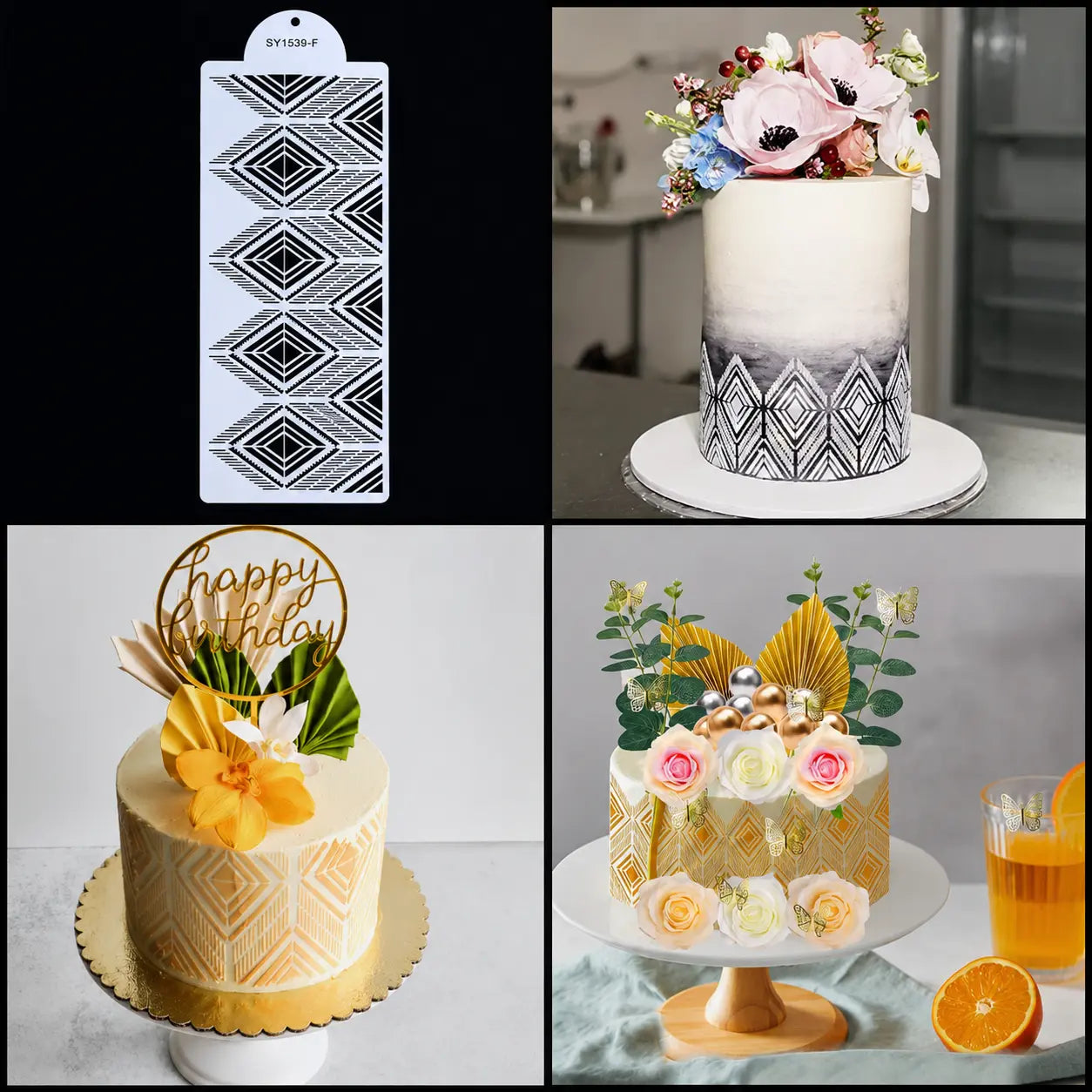 Bohemian Style Stencil | Reusable Cake Decorating Stencil for Cakes & Desserts