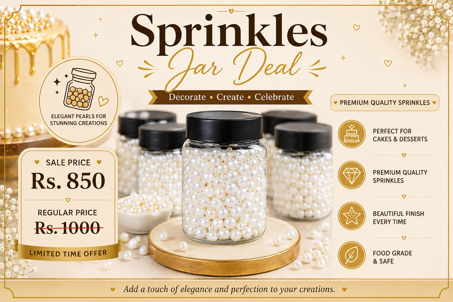 Sprinkles 100 Gram – Special Deal | Premium Edible Cake Decorating Sprinkles