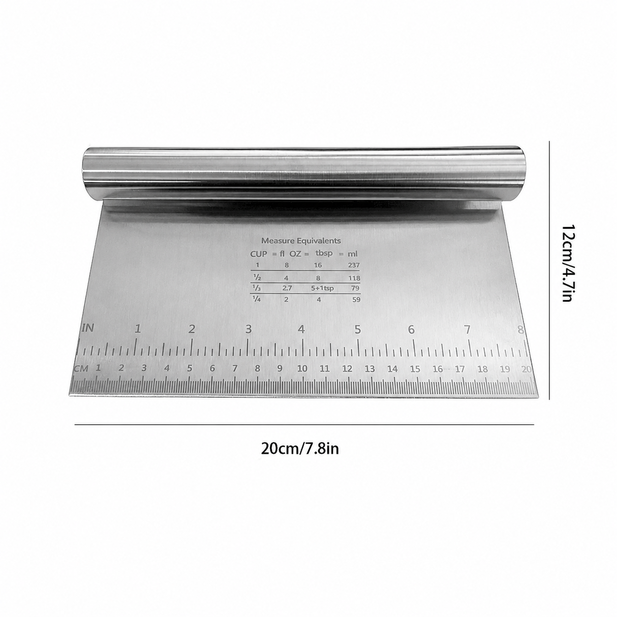 Stainless Steel Scraper & Dough Cutter 20CM | Pastry Scraper for Baking & Dough Cutting