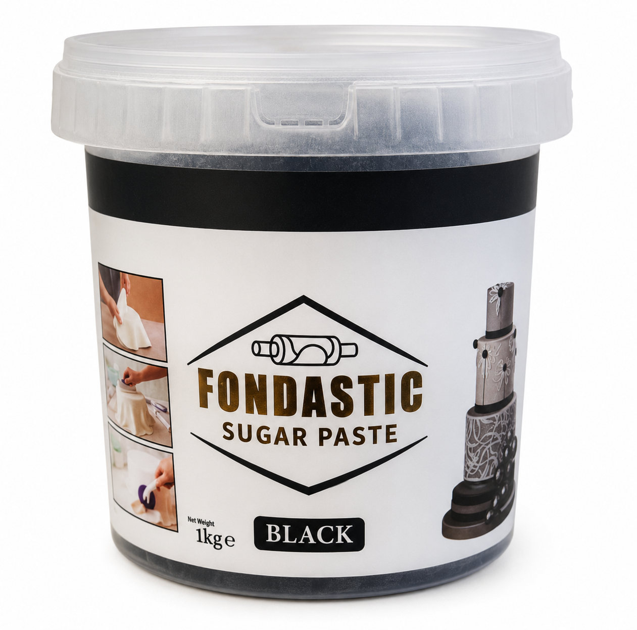 Milkyz Food Fondastic Black Sugar Paste 1kg – Premium Fondant for Cake Decorating
