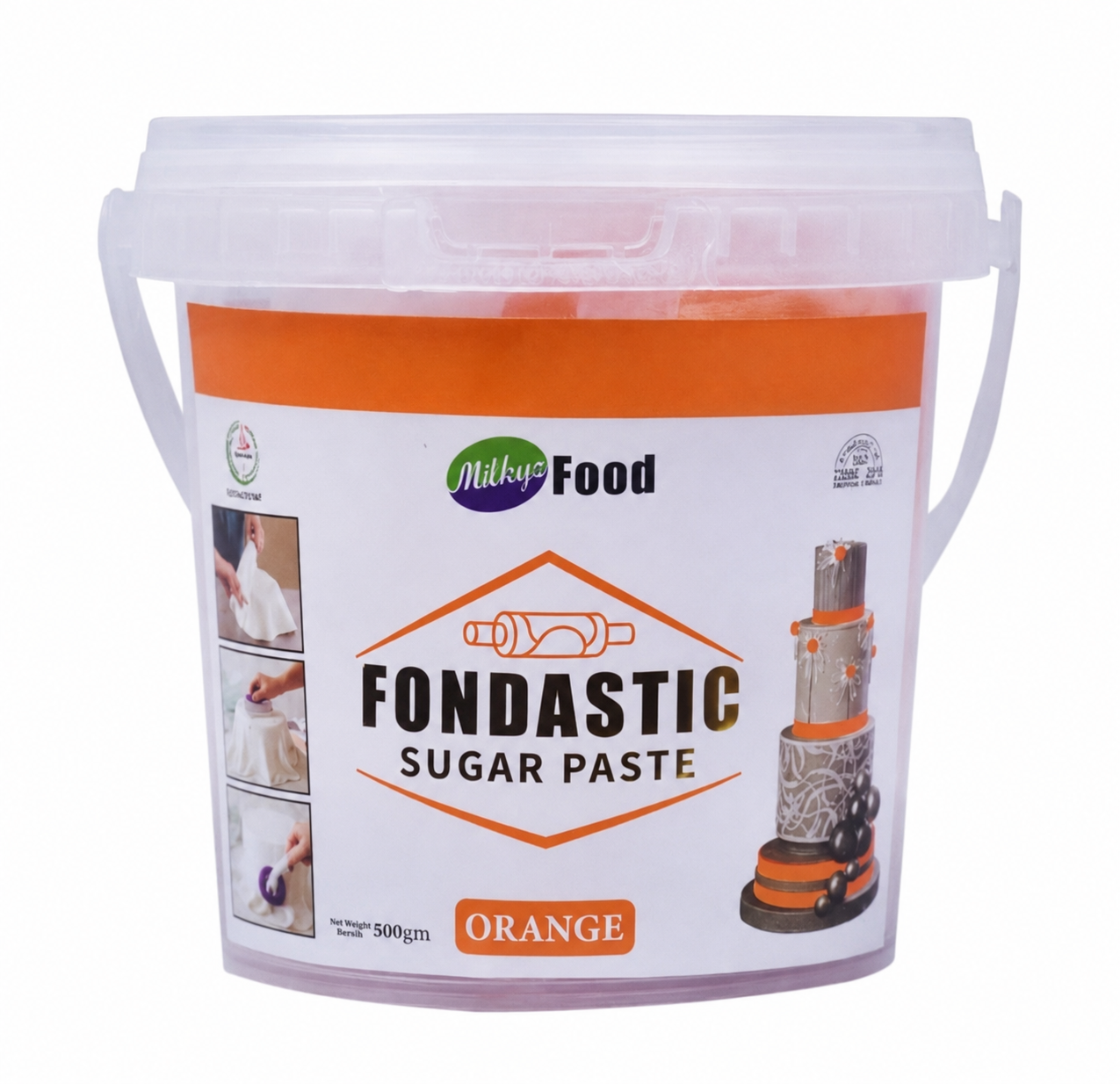 Milkyz Food Fondastic Orange Sugar Paste 1kg – Premium Fondant for Cake Decorating
