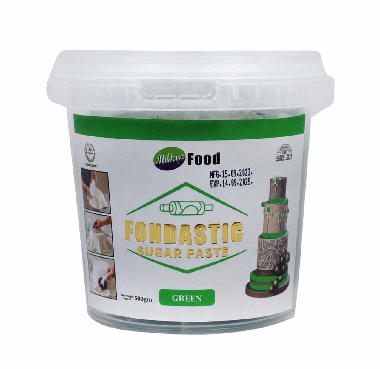 Milkyz Food Fondastic Green Sugar Paste 1kg – Premium Fondant for Cake Decorating