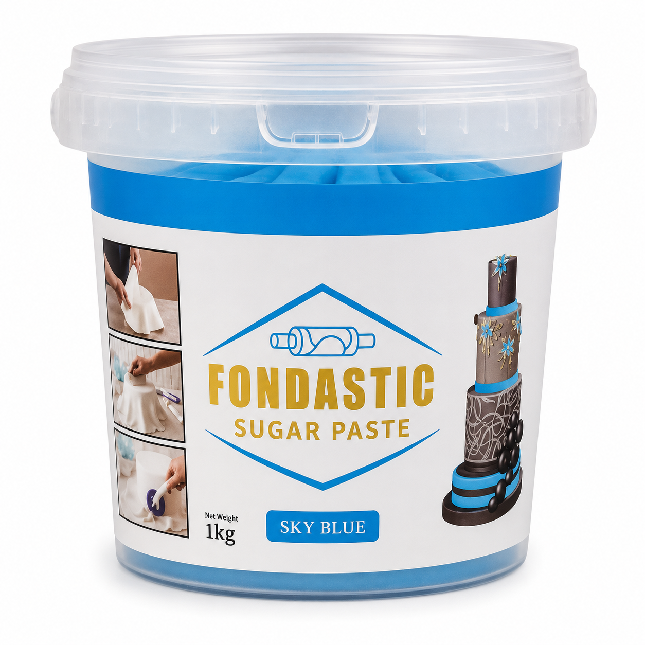 Milkyz Food Fondastic Sky Blue Sugar Paste 1kg – Premium Fondant for Cake Decorating