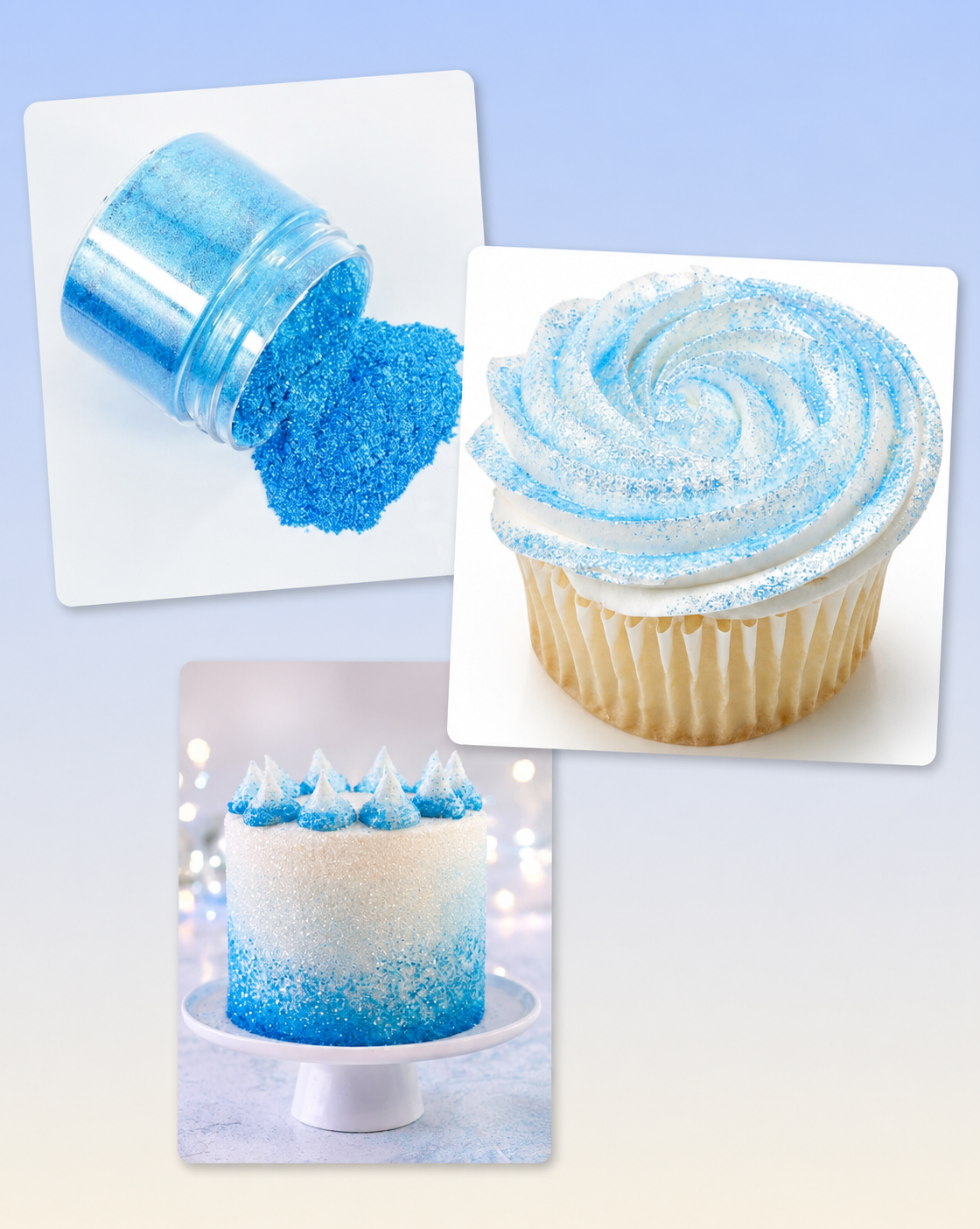 Edible Blue Glitter for Cake & Dessert Decoration