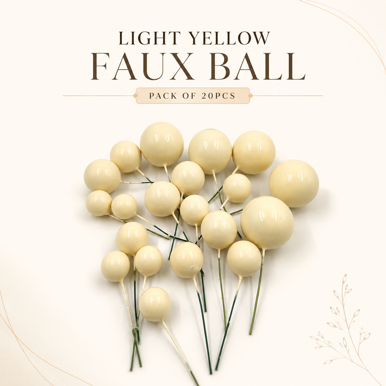 Mustard Faux Balls – Pack of 20 | Floral & Craft Décor