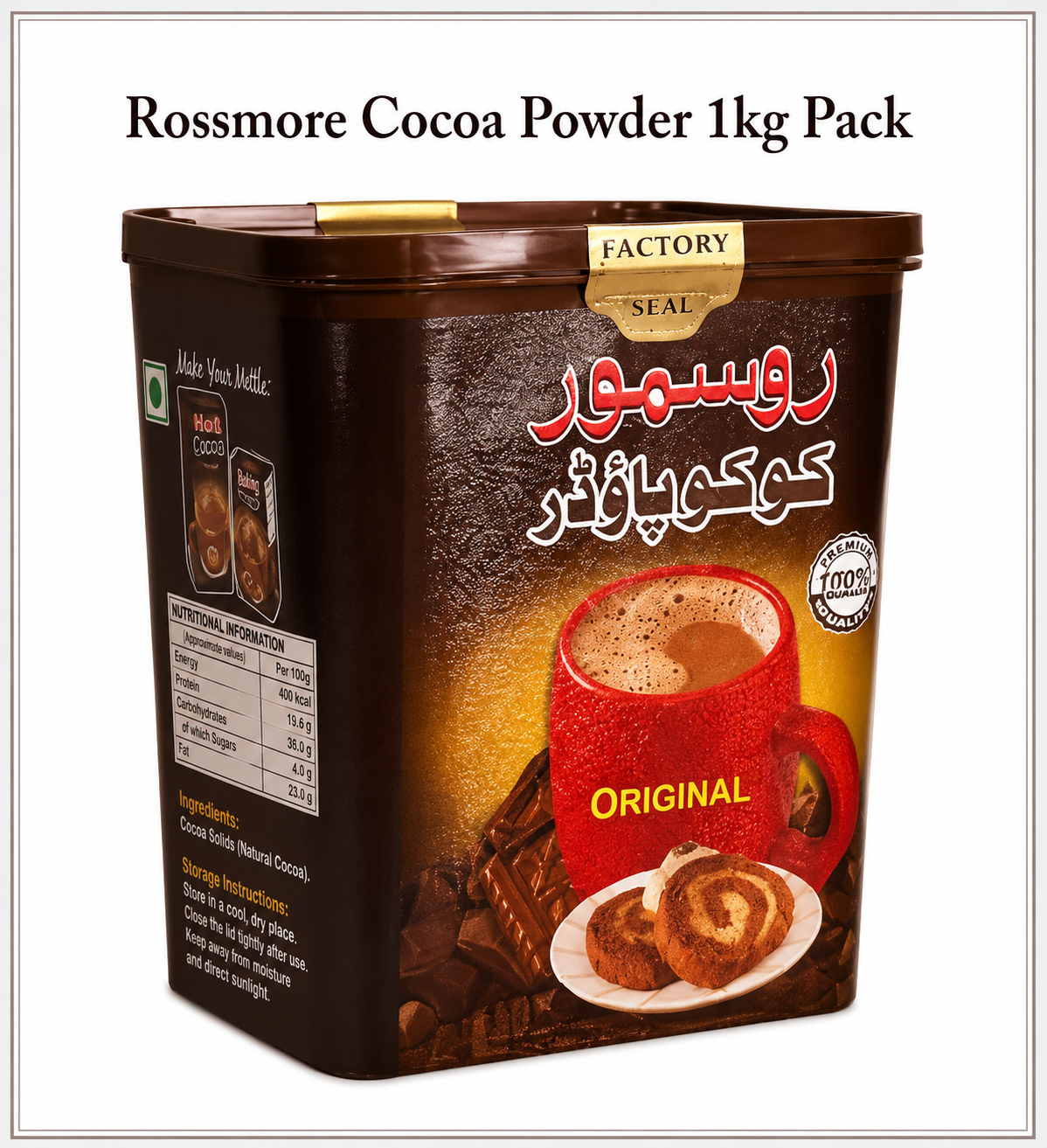 Roosmoor Cocoa Powder 1kg Pack | Premium Baking Cocoa