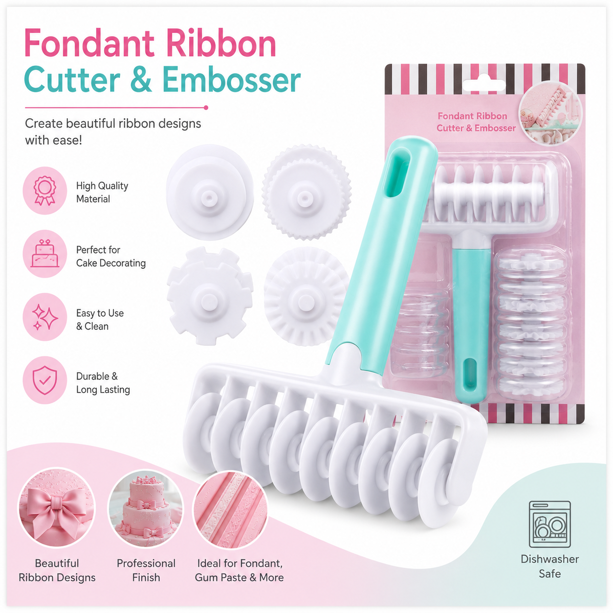 Fondant Ribbon Cutter Wheel Roller | Pastry Lattice Cutter