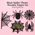 Black Spider-Man Theme Wooden Topper with Birthday Tag