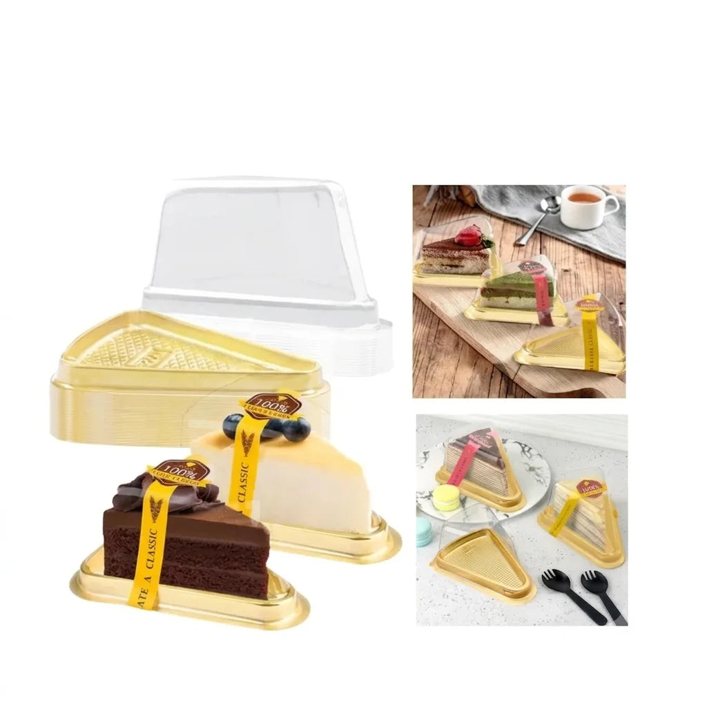 Pastry Box Triangle Cake Container Pack of 10Pcs | Bakery Packaging for Slices & Desserts
