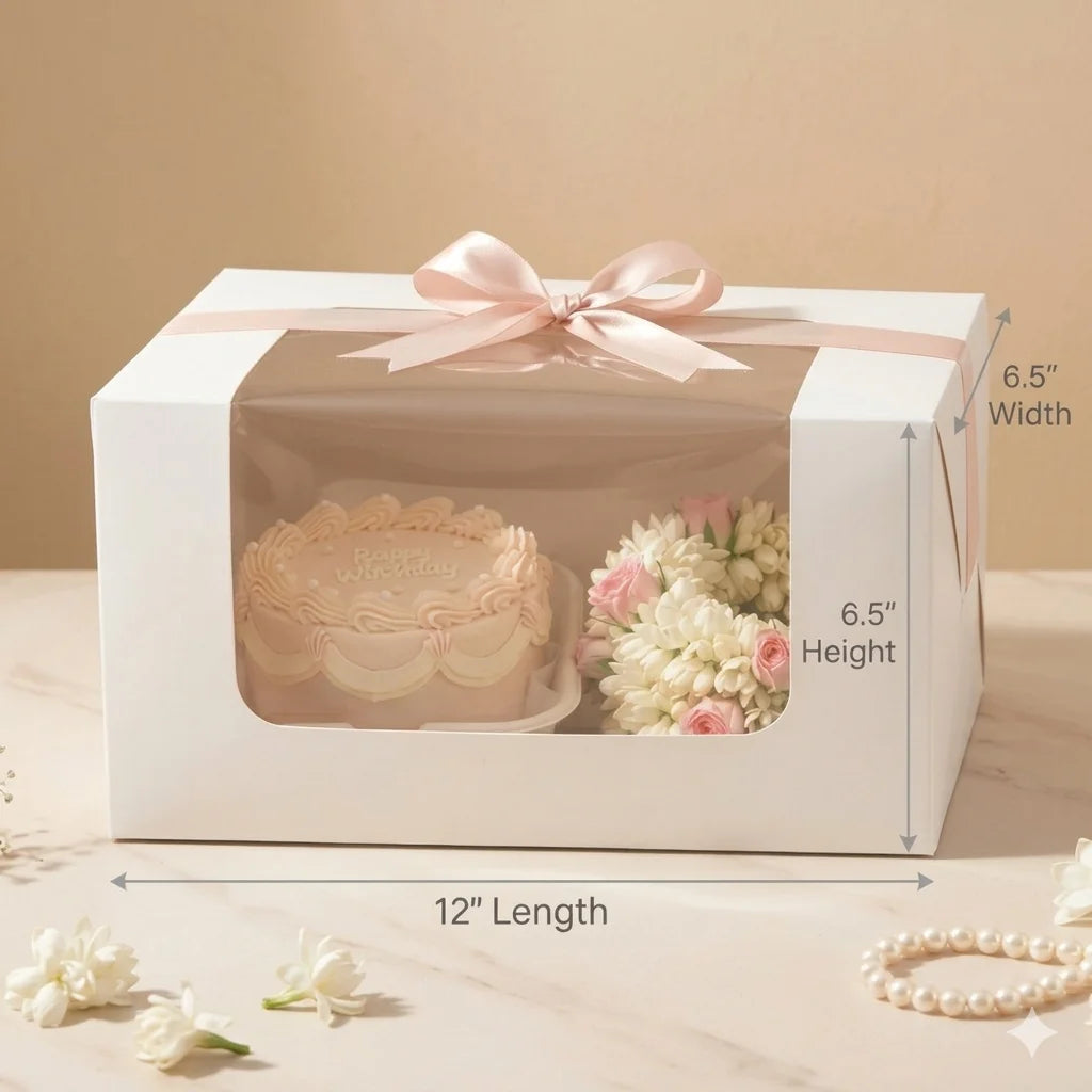 Mother’s Day Cake Box with Flower Portion | Gift Packaging for Cakes & Bakery