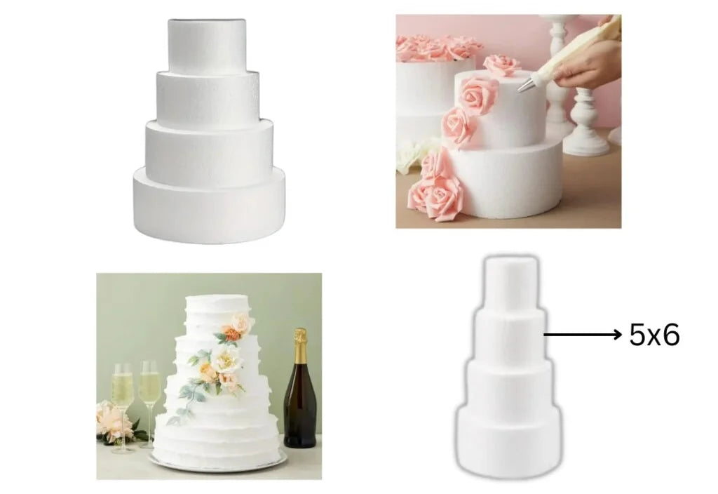 5x6 Round Cake Dummy Foam Base – White Polystyrene
