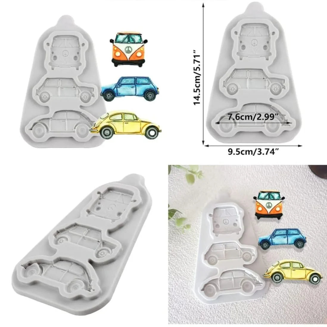 3 Cavity Transport Theme Silicone Fondant Mould
