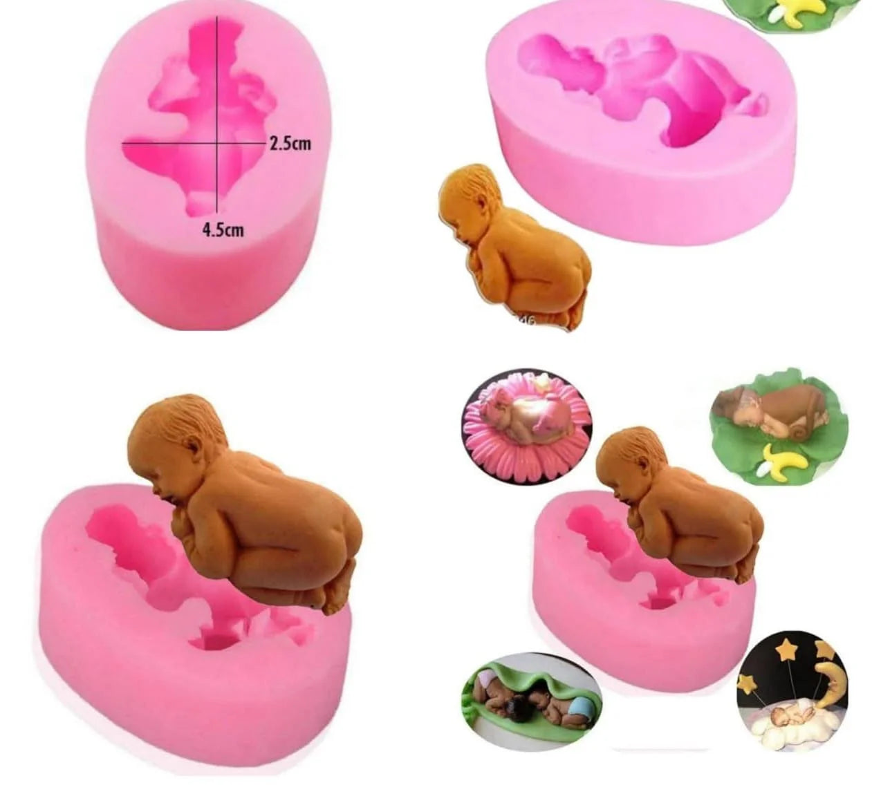 Sleeping Baby Silicone Fondant Mould – Newborn Cake Decorating Mold
