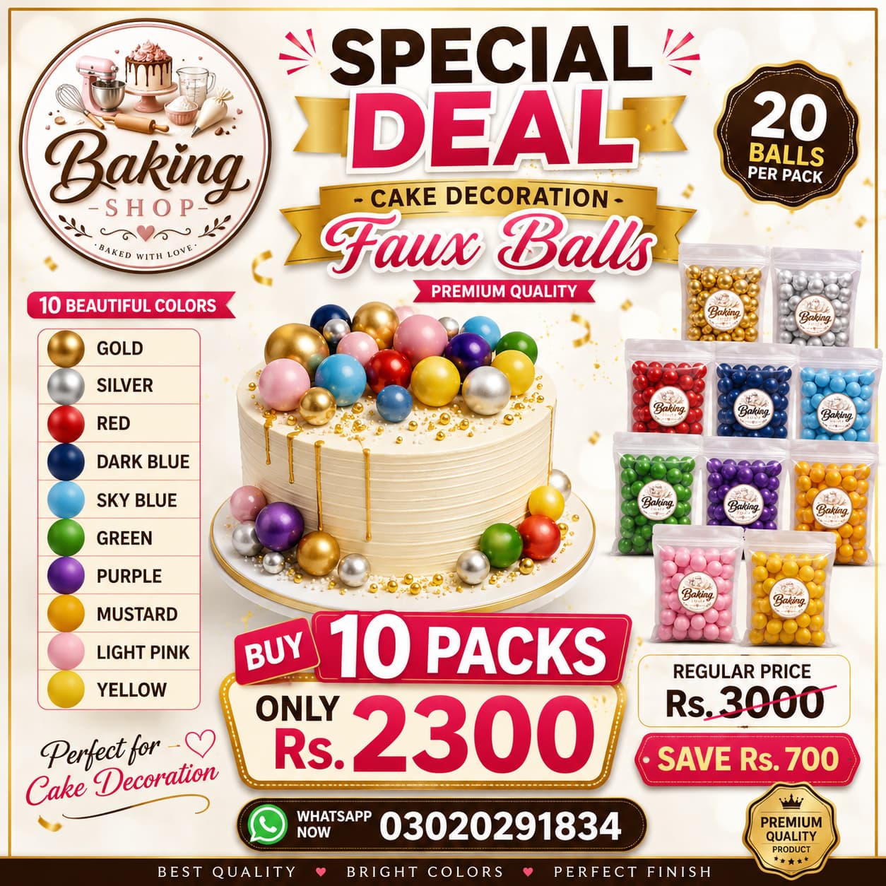 Premium Faux Balls for Cake Decoration – 20 Balls 10 Pack