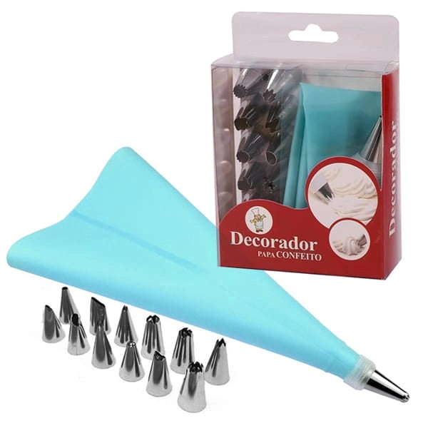 12 Pcs Red Nozzle & Washable Piping Bag Set