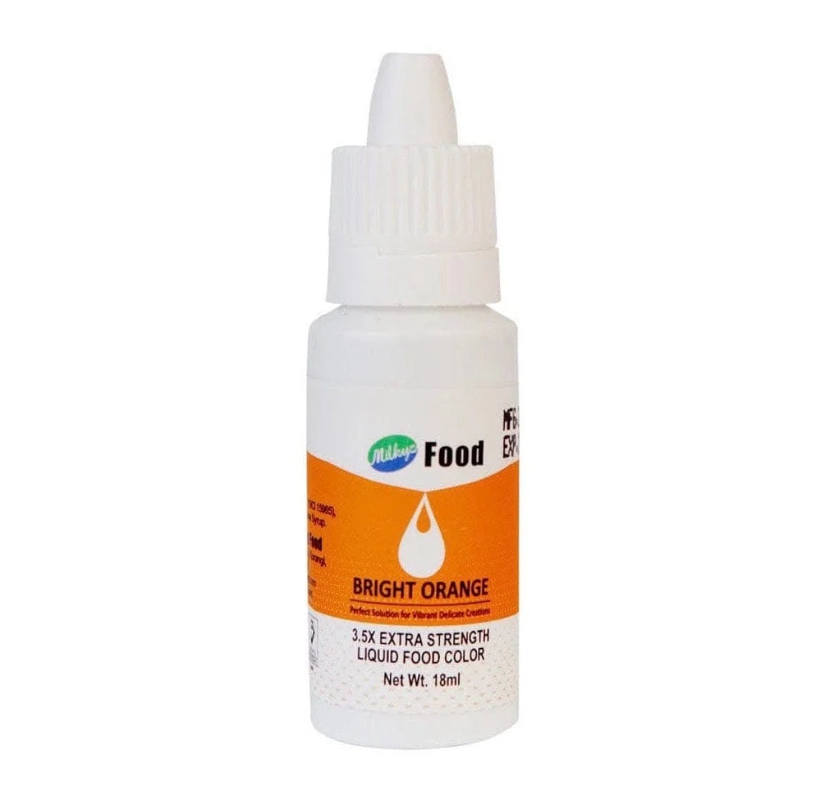 Milkyz Food Bright Orange Liquid Food Colour 18ml | Cake Decorating Food Color