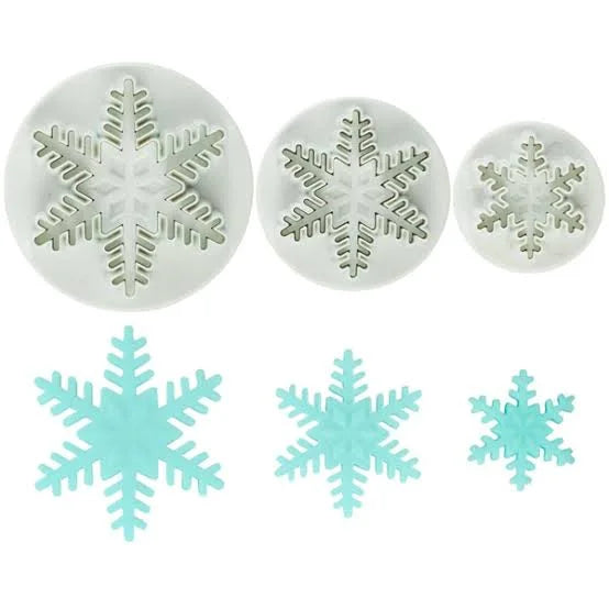 3 Pcs Snowflakes Plunger Cutter Set | Fondant, Cookie & Cake Decorating Cutters