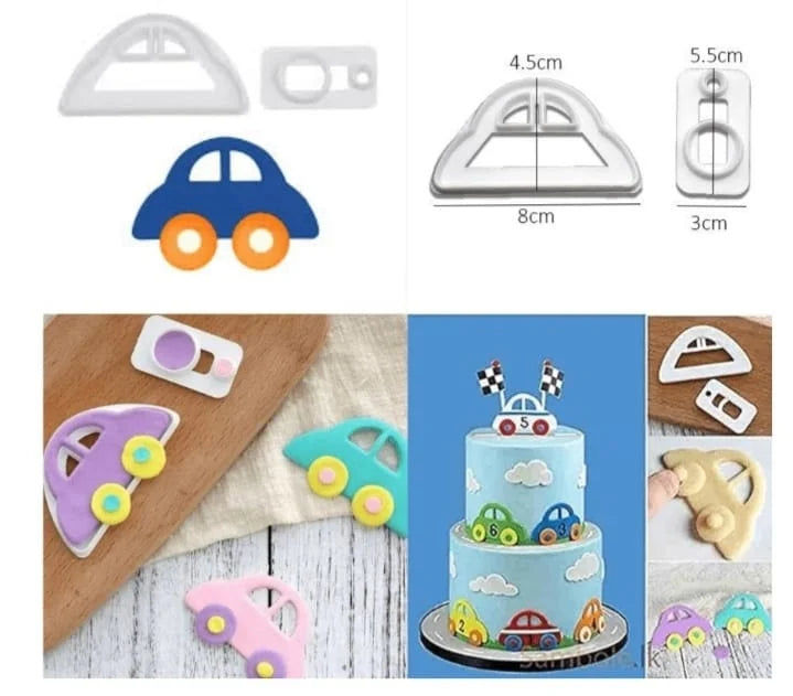2 Pcs Plastic Car Cutter Set | Fondant, Cookie & Cake Decorating Cutters