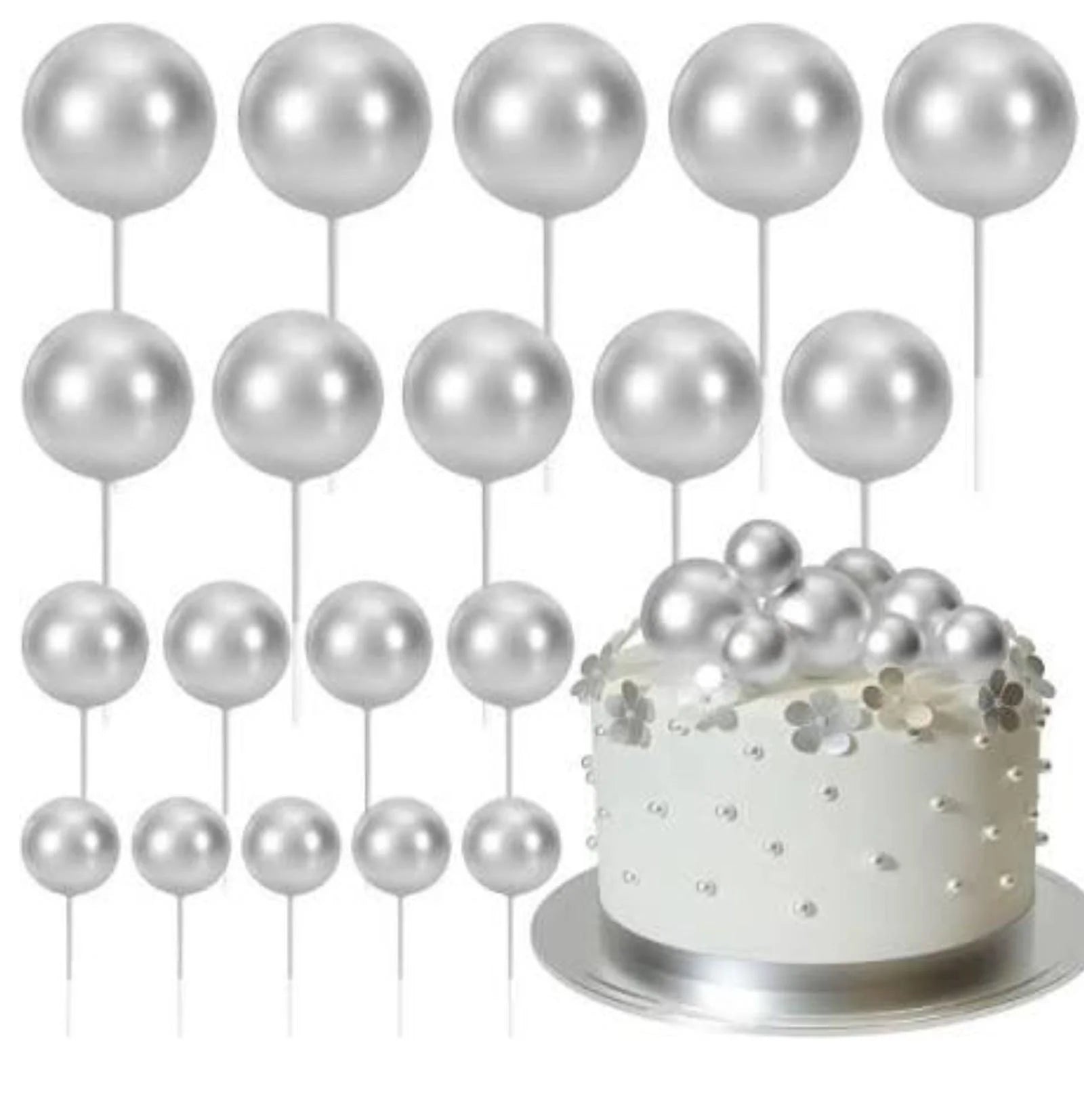 Silver Colour Faux Ball Pack of 20 Balls | Decorative Craft & Floral Arrangement Accessories