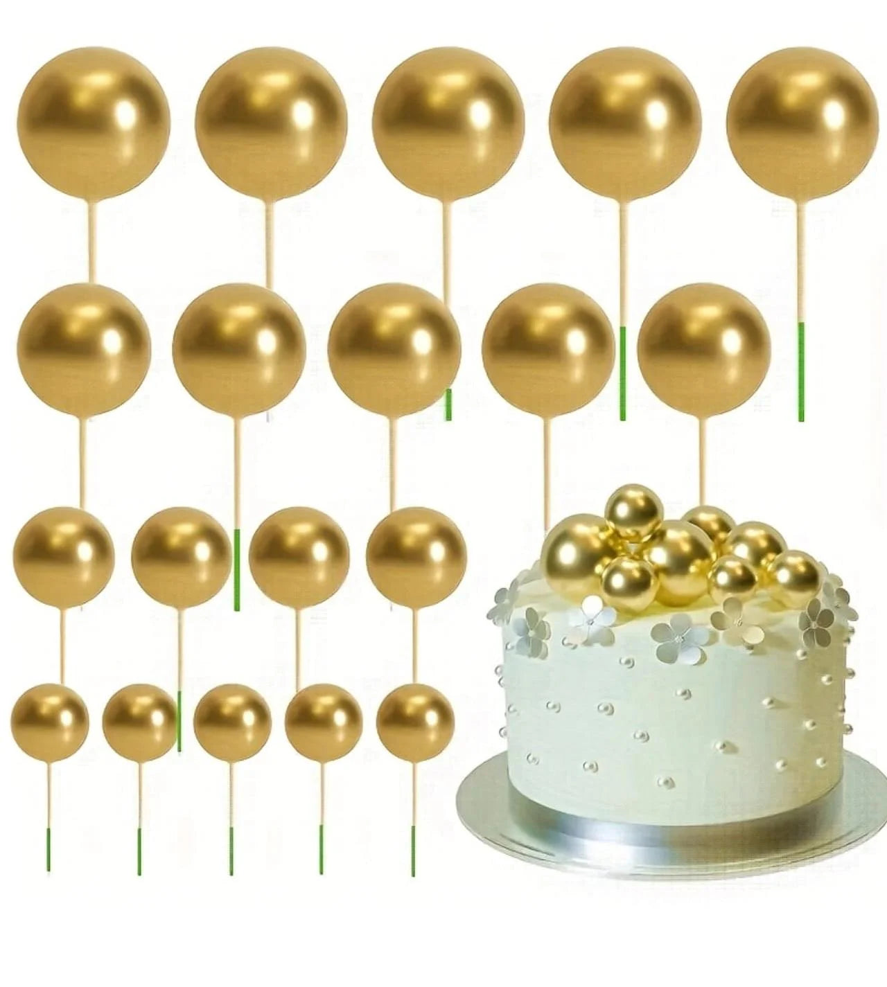 Golden Colour Faux Ball Pack of 20 Balls | Decorative Craft & Floral Accessories