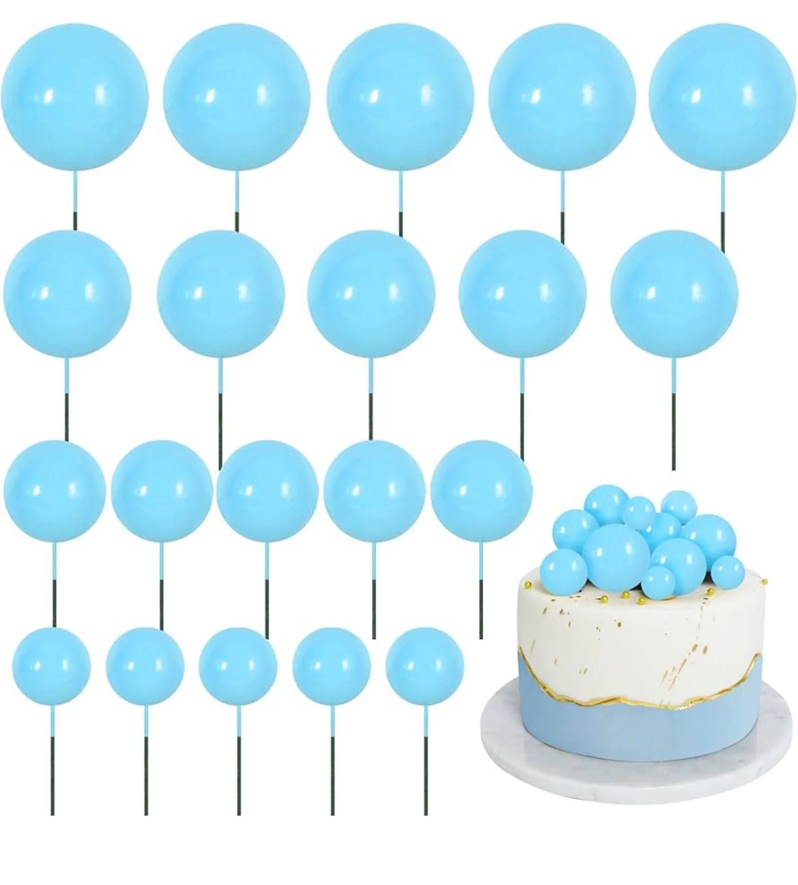 Sky Blue Colour Faux Ball Pack of 20 Balls | Decorative Craft & Floral Accessories