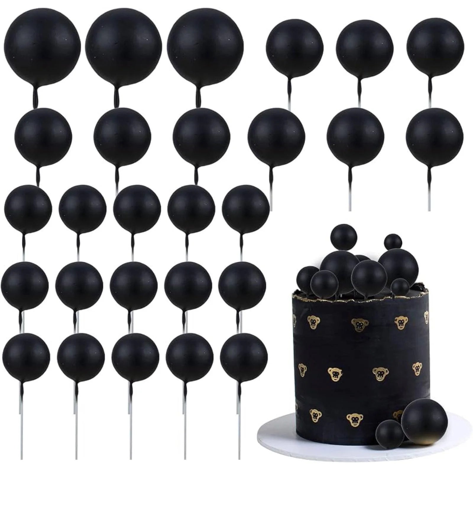 Black Colour Faux Ball Pack of 20 Balls | Decorative Craft & Floral Accessories