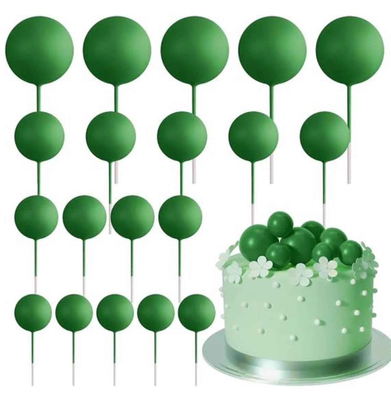 Green Colour Faux Ball Pack of 20 Balls | Decorative Craft & Floral Accessories