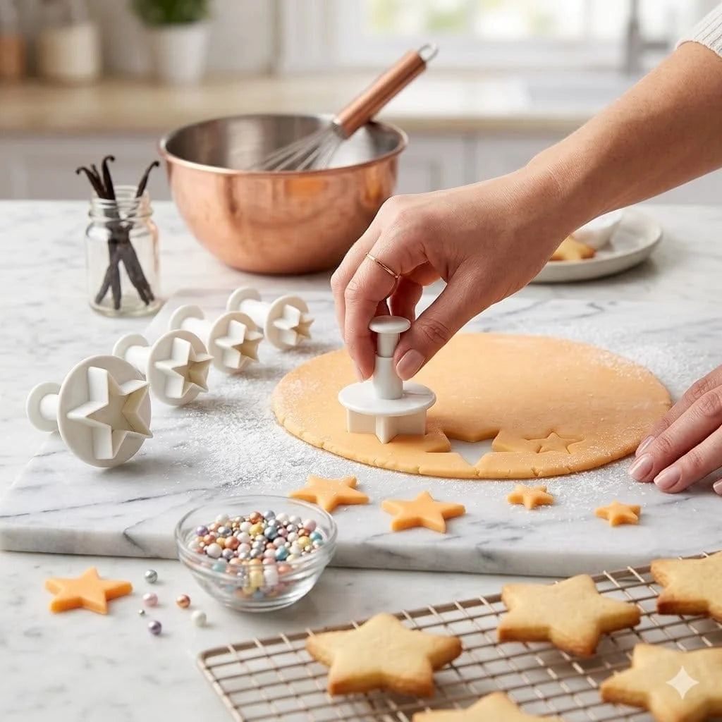 Star Plunger Cutter Set (4 Pcs) | Fondant, Cookie & Cake Decorating Cutters