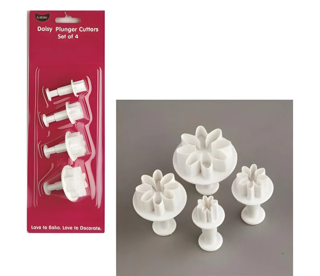 Daisy Plunger Cutter Set (4 Pcs) | Fondant, Cookie & Cake Decorating Cutters