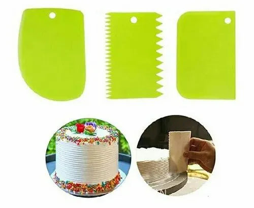 Cake Scraper 3 Pcs Set Title (SEO)  Cake Scraper 3 Pcs Set | Cake Smoother & Icing Decorating Tools
