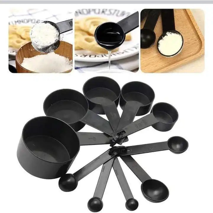 Black Measuring Cups & Spoon Set | Kitchen Baking Measuring Tools