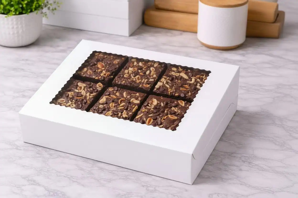 6 Brownies Box | Premium Brownie Packaging Box for Bakery & Gift Presentation