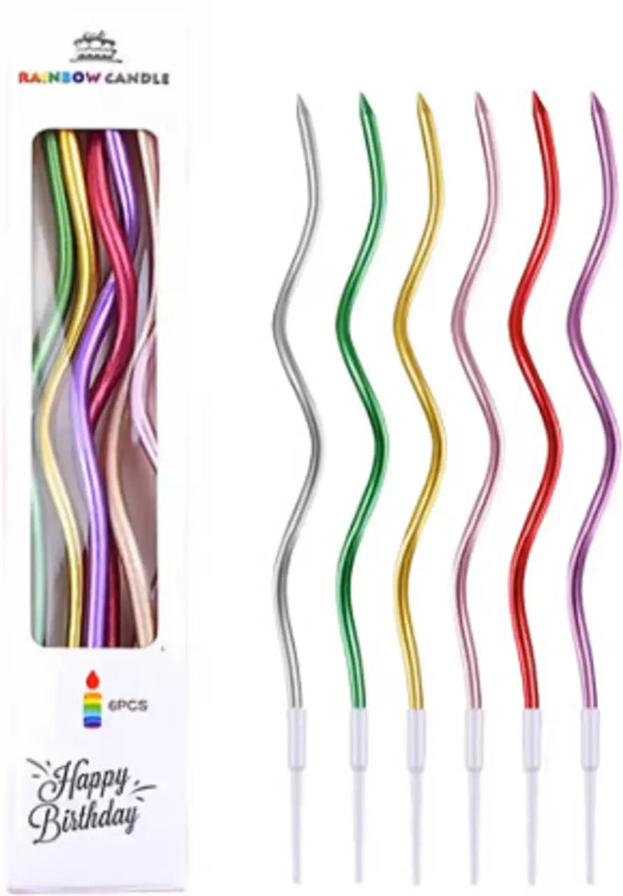 6 Pcs Multi Curve Candles for Birthday Cake Decoration