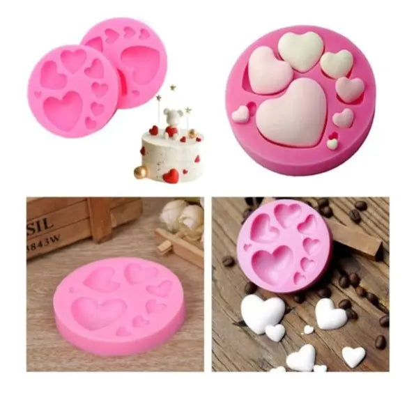8 Cavity Heart Silicone Fondant Mould for Cake Decorating