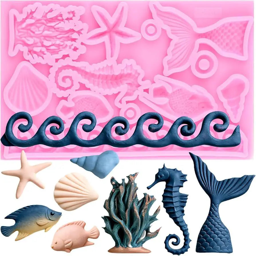 Sea Theme Silicone Fondant Mould for Cake Decorating