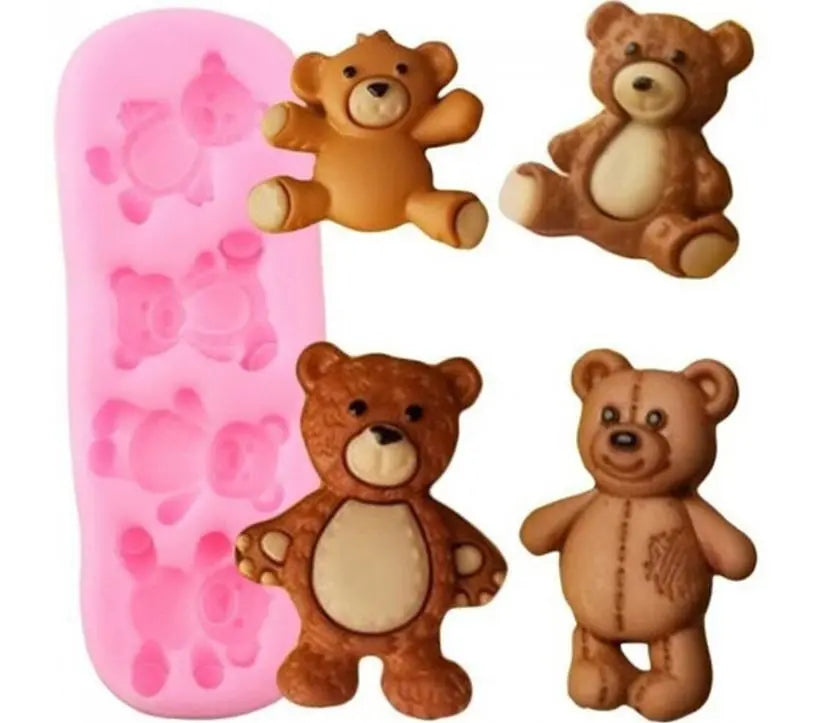 4 Cavity Mini Teddy Bear Silicone Mould | Chocolate, Fondant & Candy Mold