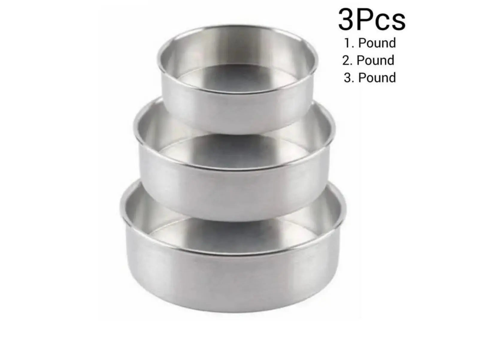 3 Pcs Round Cake Pan Set for Baking & Cake Making