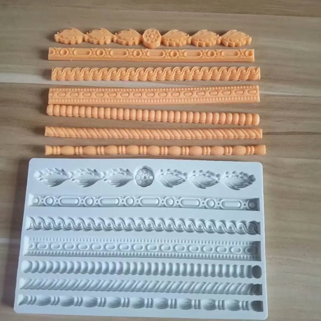 Baroque Scroll Cake Border Fondant Silicone Mold | Chocolate, Fondant & Sugar Craft Mould