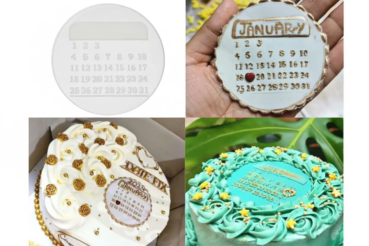 Calendar Fondant Acrylic Stamp | Cake Embosser for Fondant & Cookie Decorating
