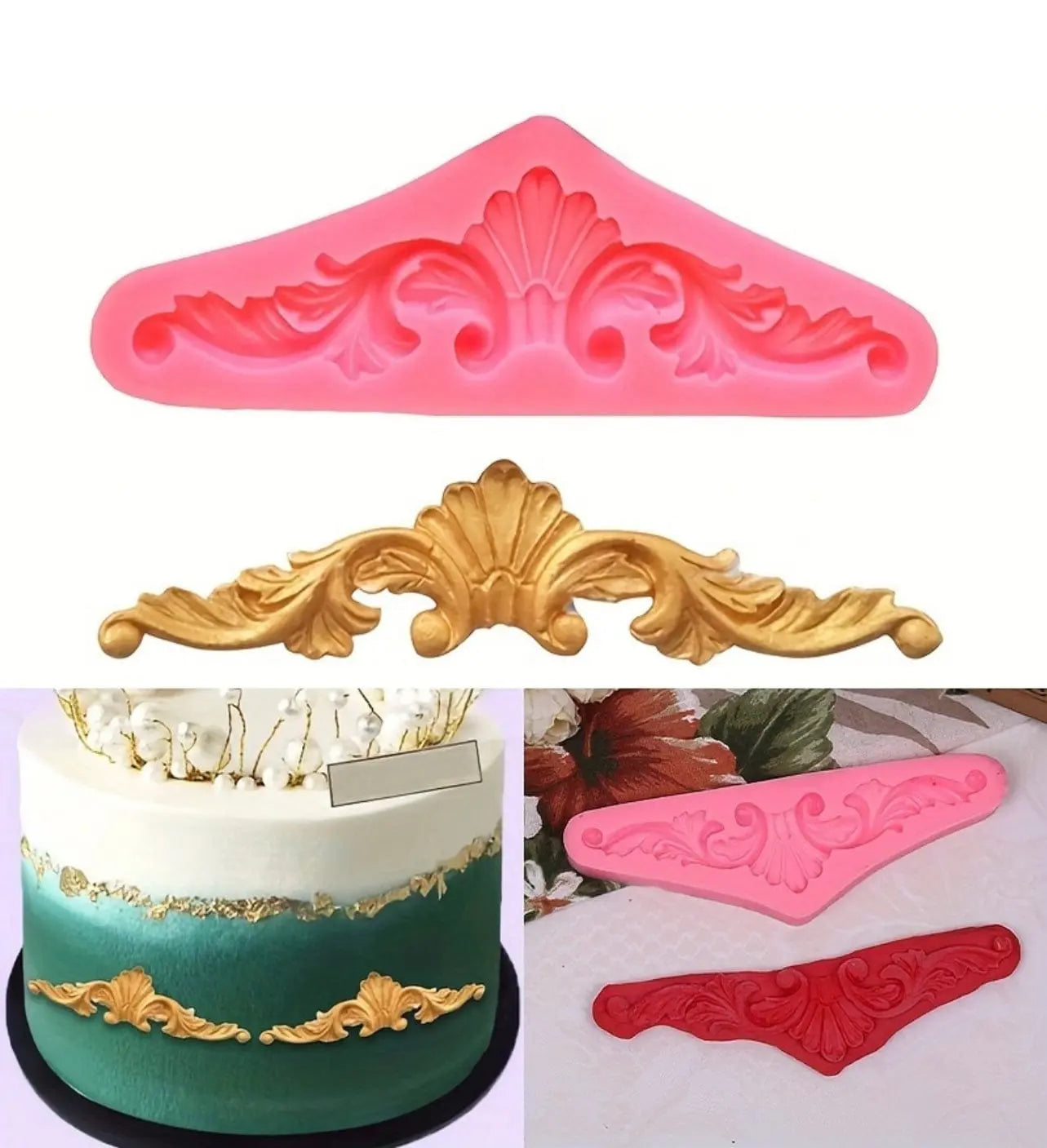 Baroque Vintage Leaves Swirls Silicone Fondant Mold