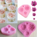 4 Cavity Rose Silicone Fondant Mold | Chocolate, Fondant & Cake Decorating Mould