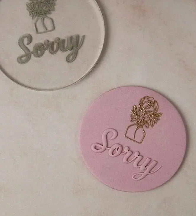 Sorry Fondant Embosser | Acrylic Fondant Stamp for Cake & Cookie Decorating
