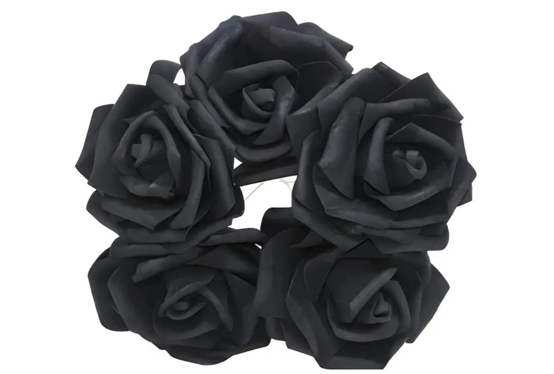 Black Foam Flowers – Pack of 5 | Artificial Decorative Flowers for Crafts & Cake Décor