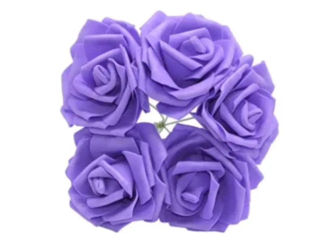 Purple Foam Flowers – Pack of 5 | Artificial Decorative Flowers for Crafts & Cake Décor