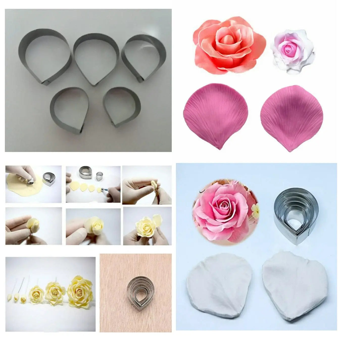 5 Pcs Rose Petal Cutter Set | Fondant, Gum Paste & Flower Cake Decorating Cutters