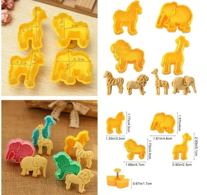 Animal Plunger Set (4 Pcs) | Fondant, Cookie & Cake Decorating Cutters
